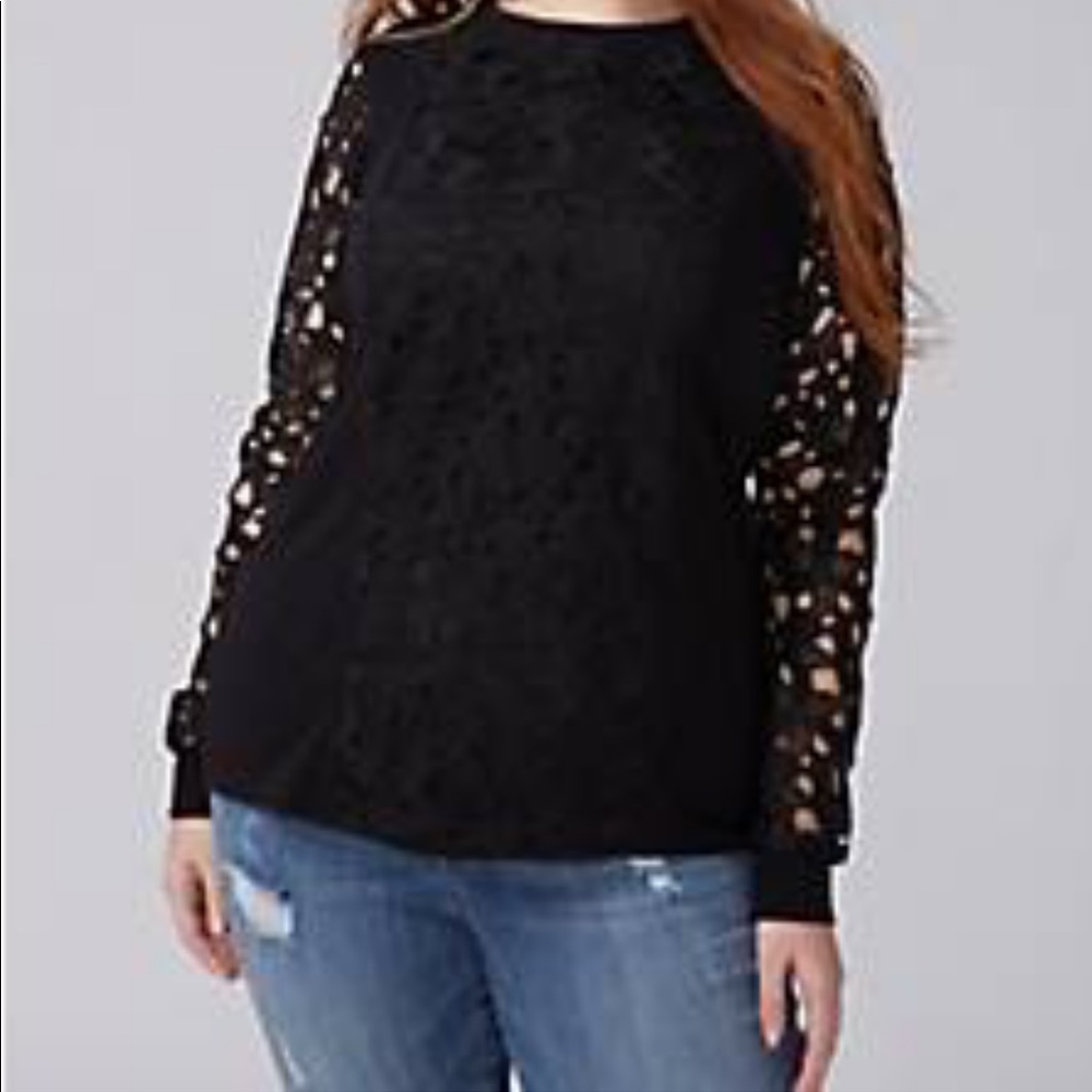 Lace Front Sweatshirt by Lane Bryant